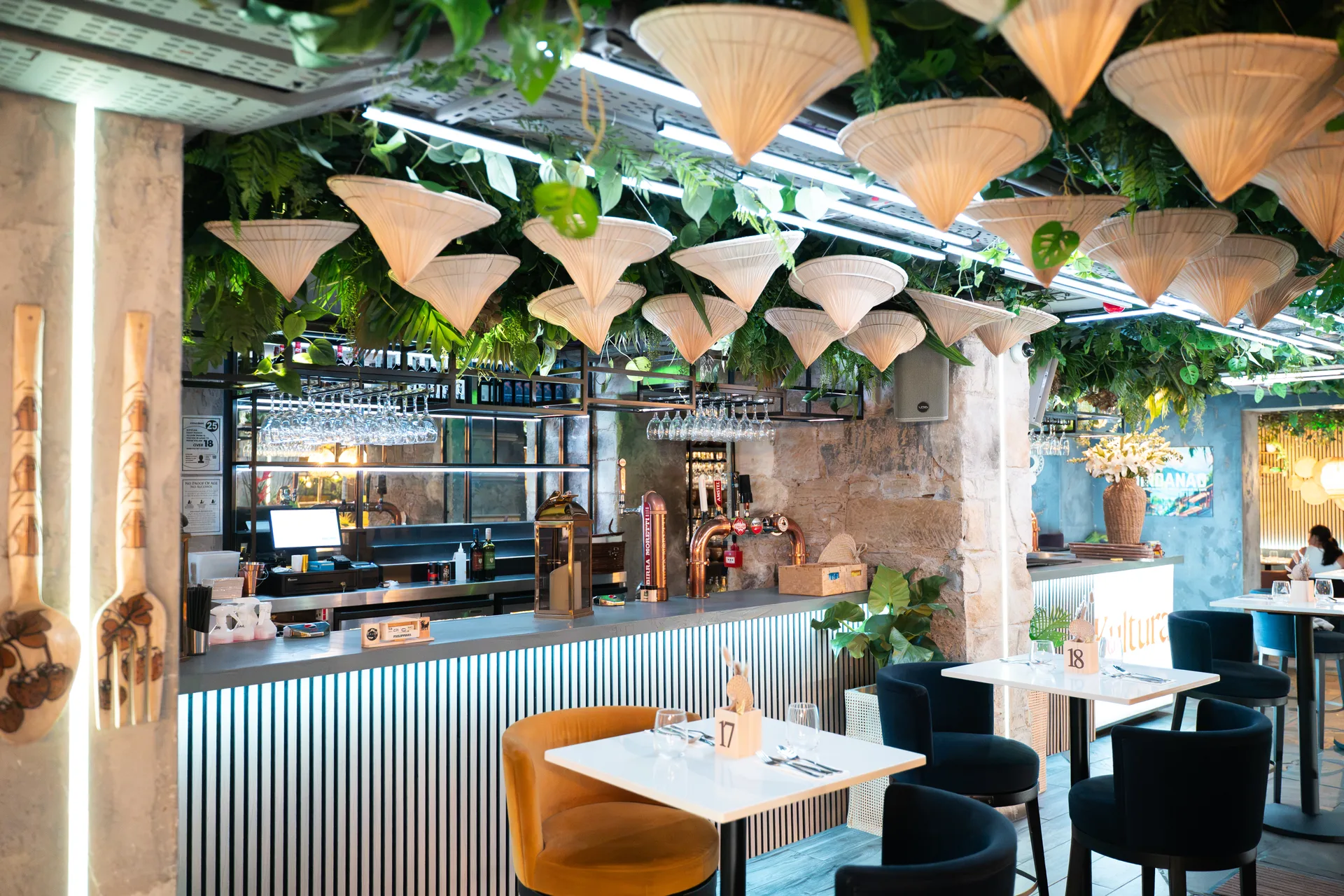 Tables and seating in the Kultura Glasgow dining room